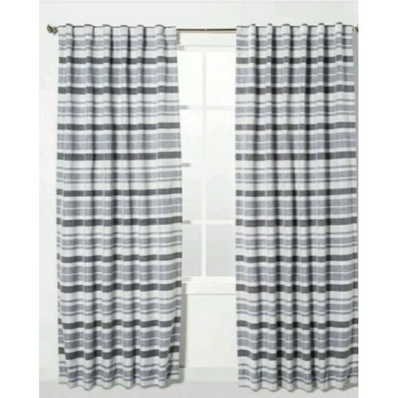 Eclipse Blackout Bari Slate Gray Striped Single Thermal Curtain Panel 52" x 84" - Picture 3 of 6